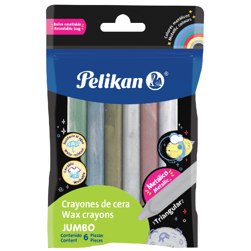PELICRAYONES JUMBO TRIANG C/6 METALICO