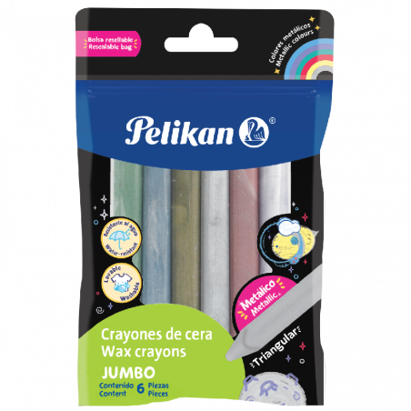 PELICRAYONES JUMBO TRIANG C/6 METALICO